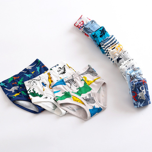 Boys underwear triangle cotton children's underwear small and medium-sized boy student dinosaur underwear baby shorts manufacturer wholesale