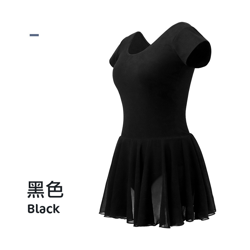 En stock nueva ropa de práctica de baile ropa de baile de manga corta para mujer Ballet adulto Falda de baile de gasa yoga ropa de gimnasia corporal