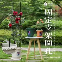 Large round plastic flower pot for climbing plants like clematis, rose, and wisteria with root control and breathable design.