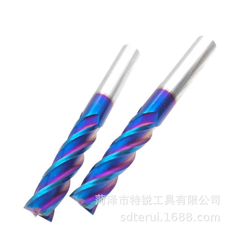 65°4刃D4*16*D4*75L*4T钨钢平铣刀纳米蓝涂层四刃铣刀 硬质合金