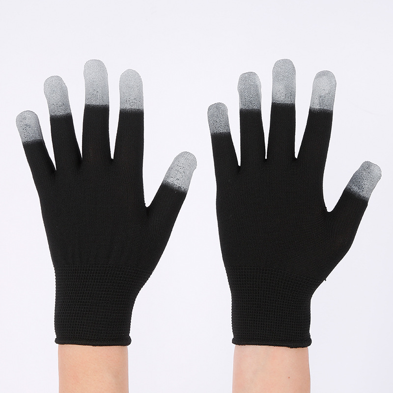 无尘手套 纯色pu涂指浸胶无尘电子劳保手套尼龙透气采摘 无尘手套