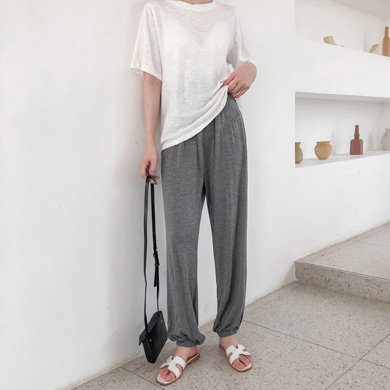 Spring and Autumn Pregnant Women's Belly Support Harem Pants Pregnant Women Modal Cuffed Bloomers Thin Anti-Mosquito Pants