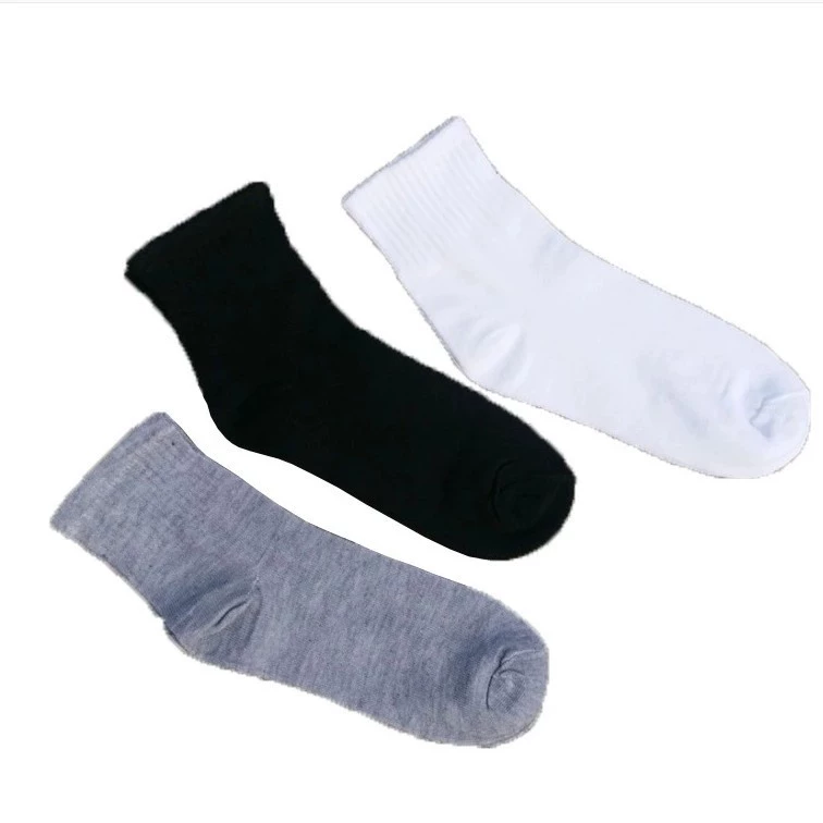 Mid‑length breathable socks, demi‑season, one size fits all, colors black/white/ash, wholesale 10‑pair bundles