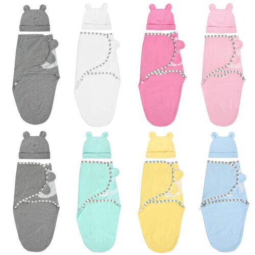 Newborn anti-shock wrap, baby blanket, cotton baby cap + sleeping bag set 0-3 months rabbit ear cap