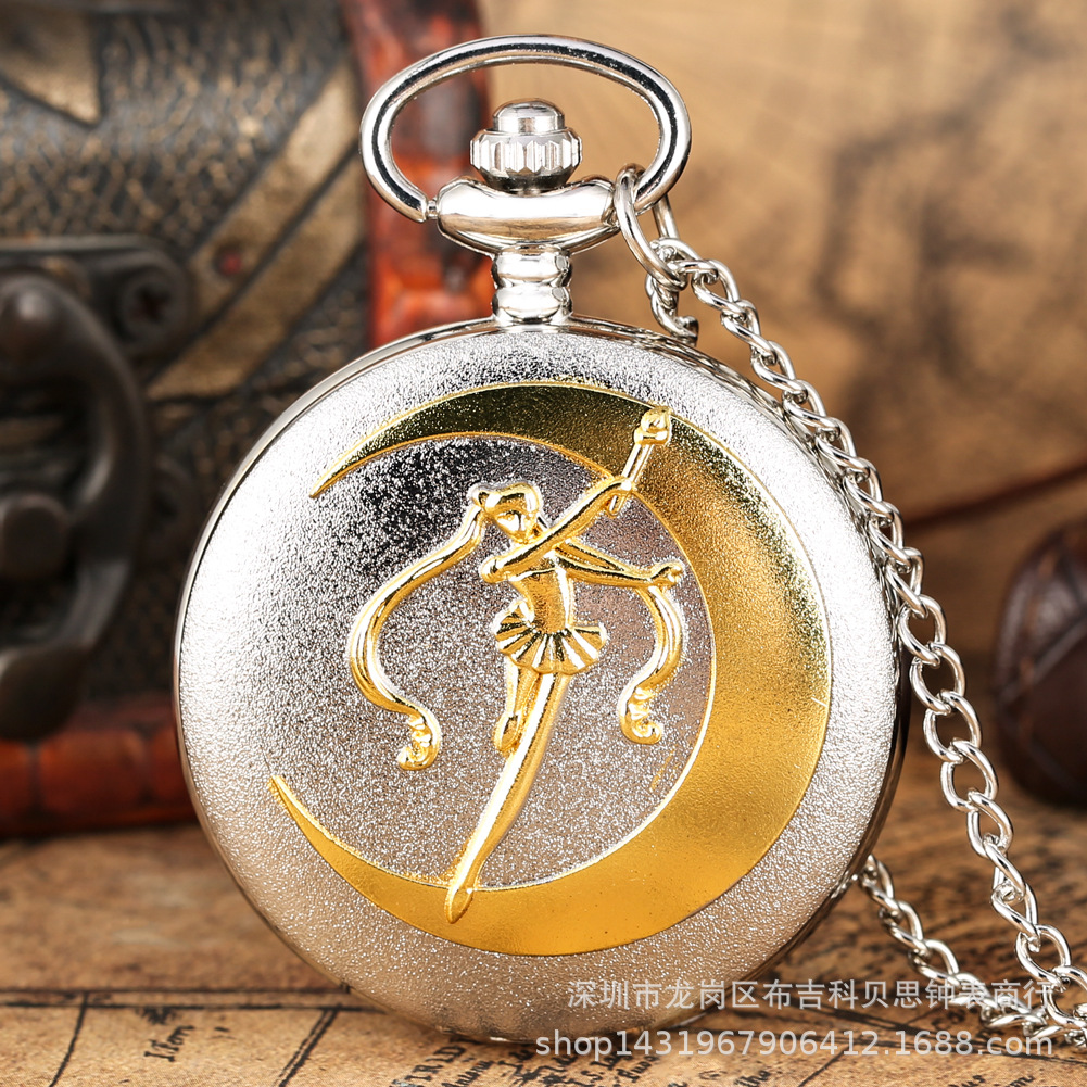 Hot-Selling New Retro Large Sailor Moon Tsukino Usagi Quartz Pocket Watch Decorative Hanging Watch Gift Watch