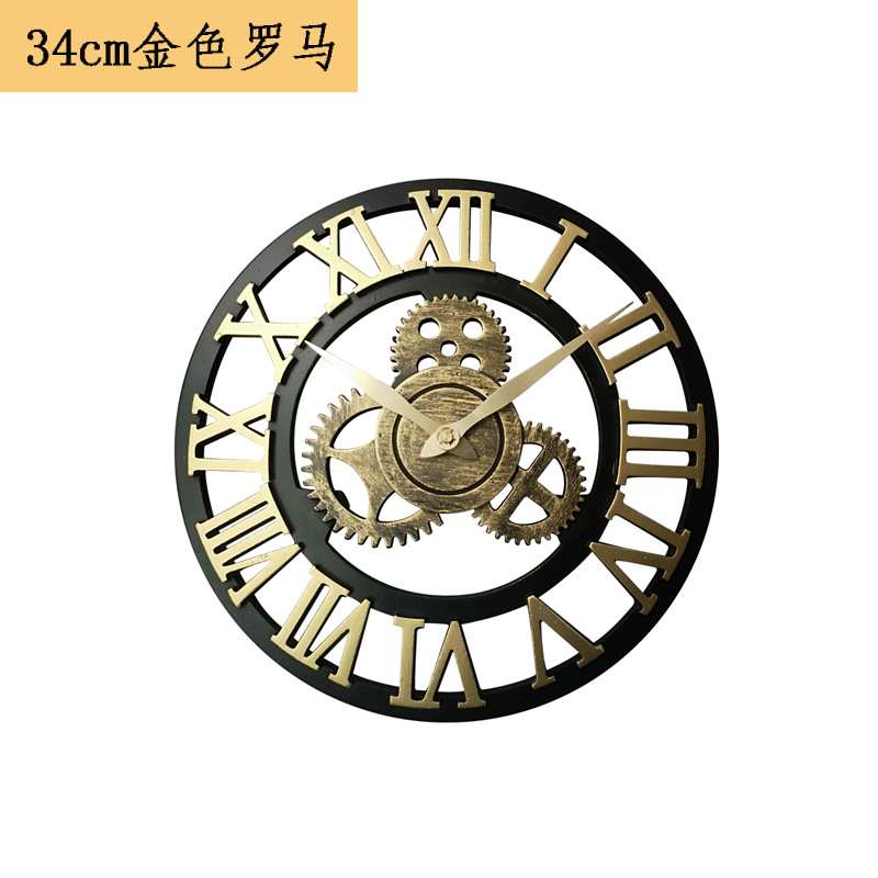 Reloj de pared mudo de madera de estilo industrial American Gear Reloj de pared Retro sala de estar comedor decoración creativa Reloj de pared