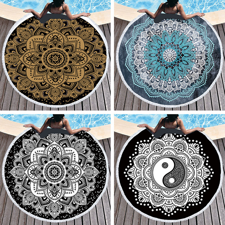 New Round mandala Digital Printing Beach Towel Microfiber Bath Towel mandala Pattern Beach Cushion