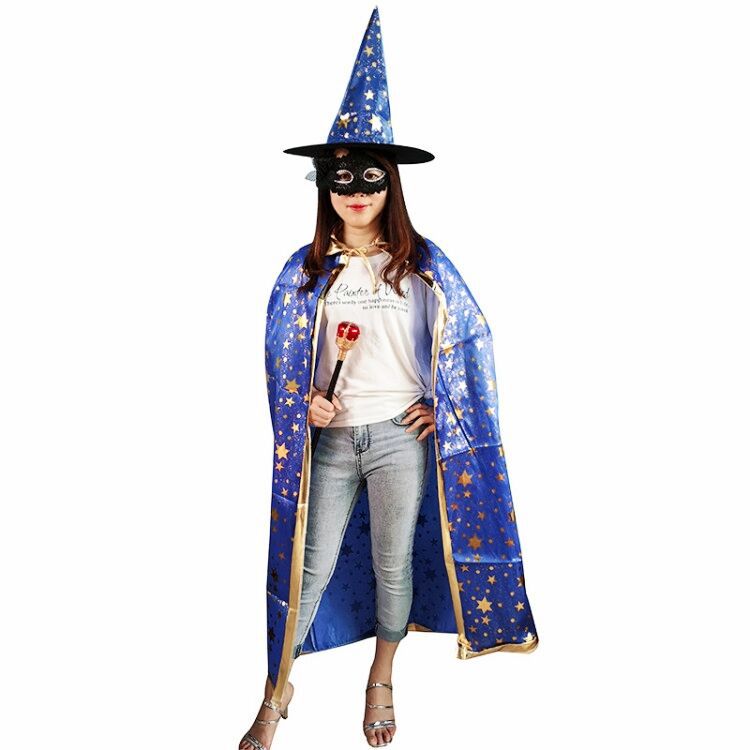 Halloween capa traje de los niños adultos bola vestir accesorios de disfraz estilo coreano bronceado estrella de cinco puntas sombrero capa