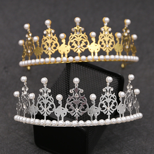 Korean bridal jewelry children's crown highlight pearl cake crown baking decoration headdress one piece drop shipping