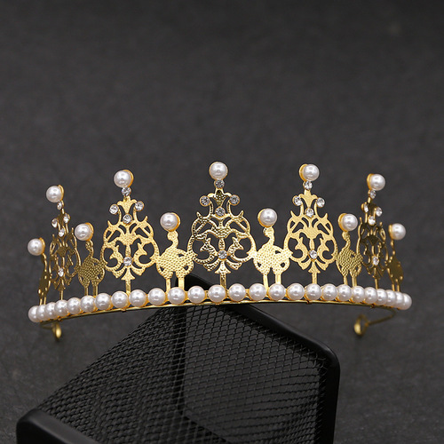 Korean bridal jewelry children's crown highlight pearl cake crown baking decoration headdress one piece drop shipping
