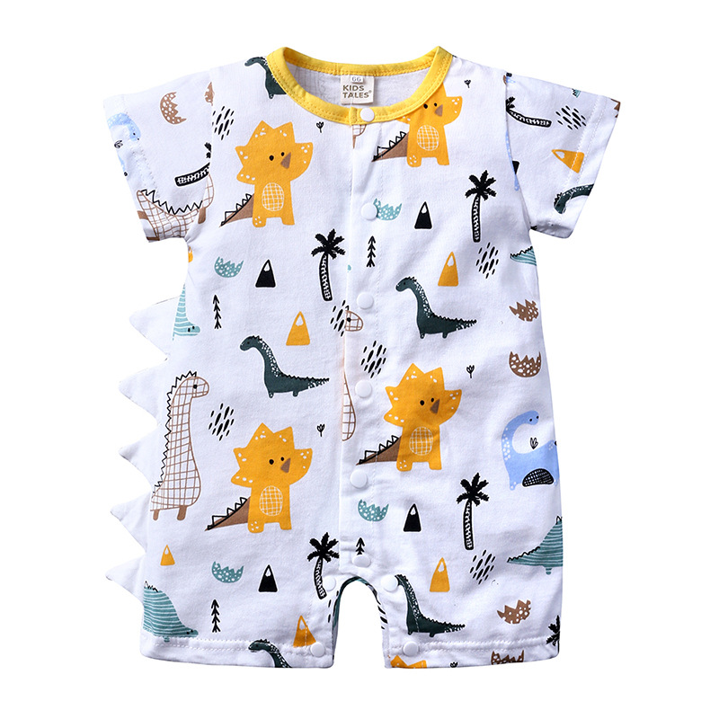 Wholesale Baby Clothes New Short-Sleeved Romper European and American Dinosaur Jumpsuit Ins Children's Clothing Crawling Suit