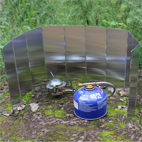 10 pieces of outdoor windshields, camping stoves, windshields, aluminum alloy foldable with latch, with cloth bag