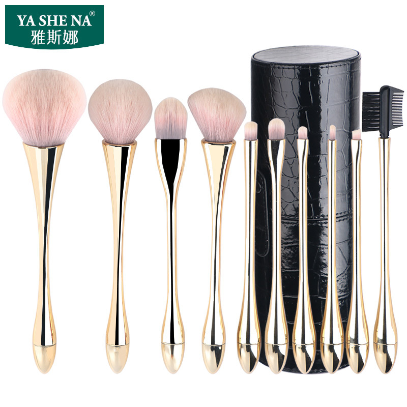 Yasna pequeña cintura maquillaje cepillo traje nuevo maquillaje belleza herramientas maquillaje cepillo conjunto completo de 10 pinceles de maquillaje