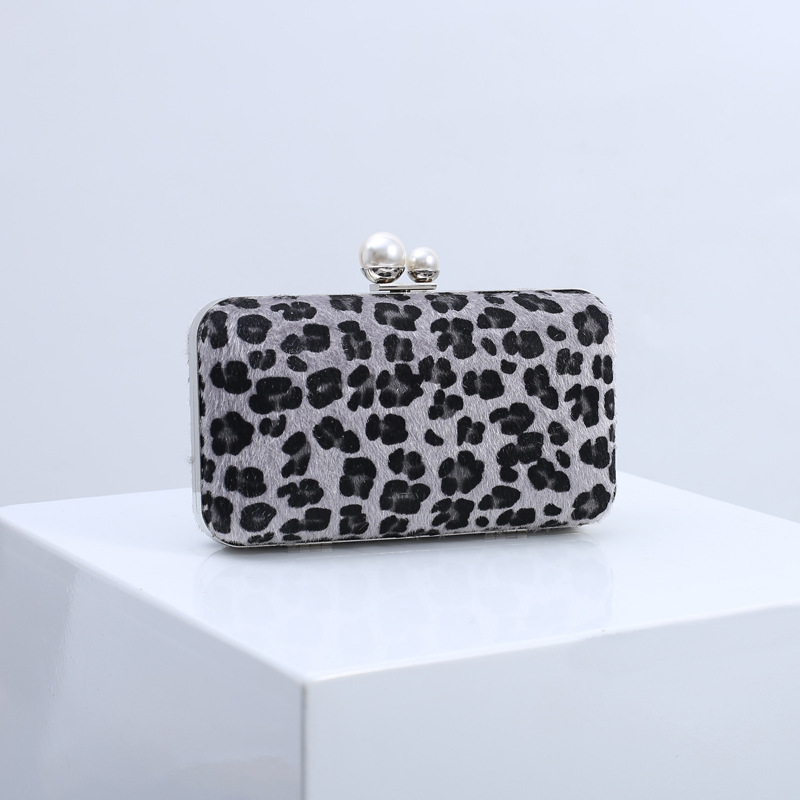 2023 transfronterizo de Europa y América del estampado de leopardo bolso de noche bolso de hombro de la manera del embrague de las mujeres vestido de noche bolsa de entrega