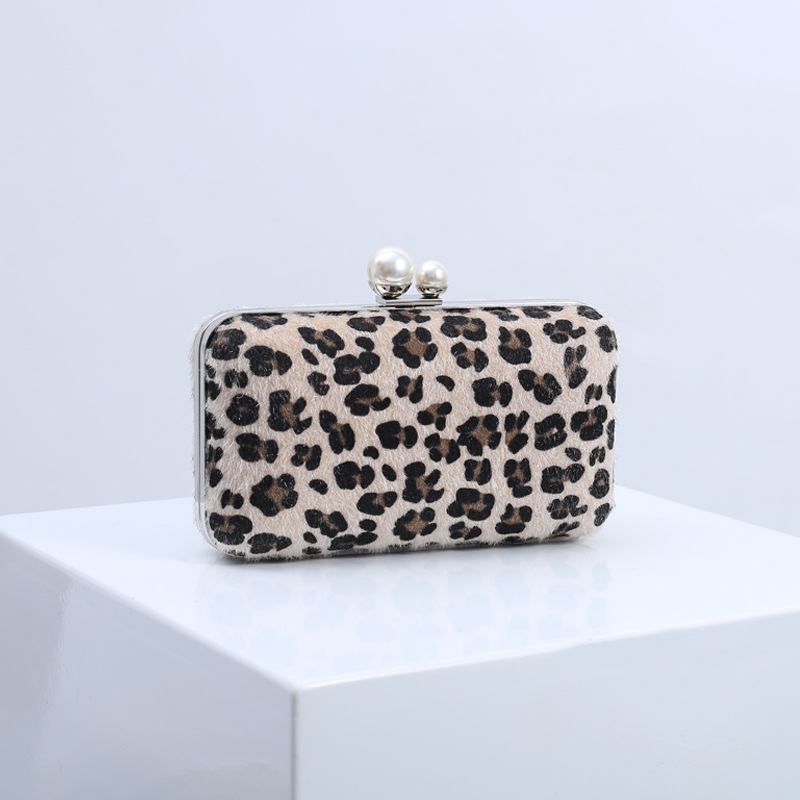 2023 transfronterizo de Europa y América del estampado de leopardo bolso de noche bolso de hombro de la manera del embrague de las mujeres vestido de noche bolsa de entrega