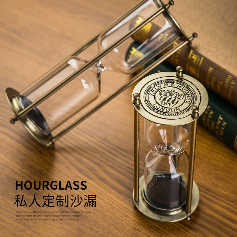 Metal Self-loading Sand Hourglass Home Decorations Glass Ornaments Hourglass Timer Commemorative Crafts Gift