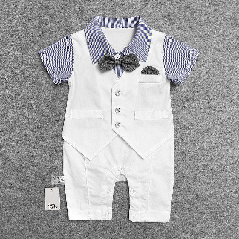 Summer New Baby Children's Wear Gentleman's Dress Boys Short-sleeved Hatshirt Fake Vest Jumpsuit/Climbing Wear