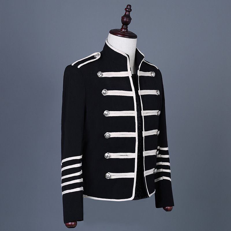Men's Clothing Men's Suit Jacket Singer Stage Performance Clothing Retro Black Embroidered Jacket Personalized Men's Tops_voghion.com