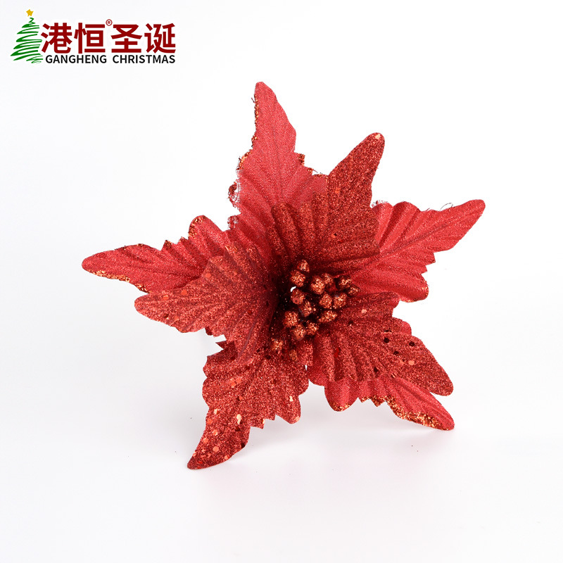 Simulación de Navidad flor de la Navidad de DIY accesorios de decoración de la boda decoración de vacaciones de color rojo puro gran flor de Navidad