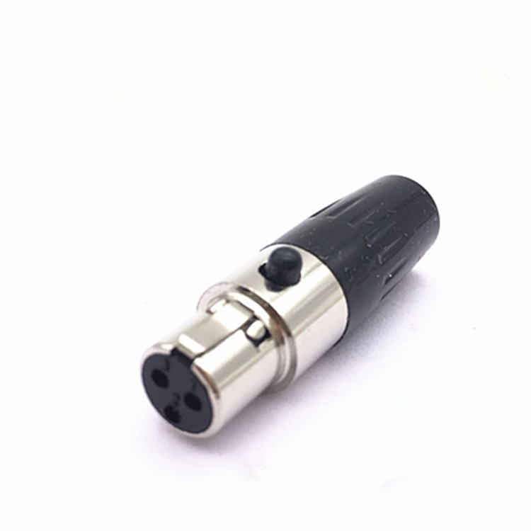 镀金针Mini卡农头三芯话筒插头XLR头 迷你卡农母头迷你麦克风插头