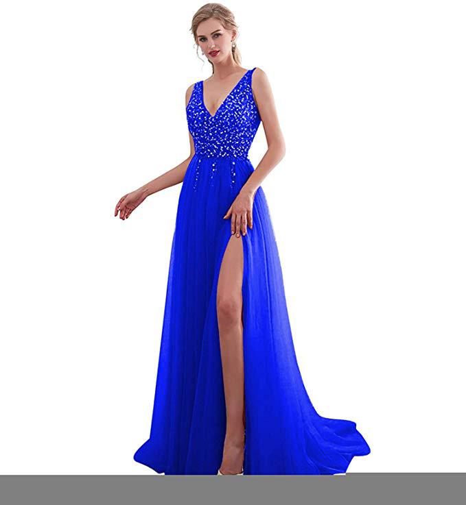 Vestido largo de noche con lentejuelas, escote en V pronunciado y espalda descubierta, estilo celebridad, nueva colección europea y americana de ropa de mujer para Amazon 2025. image 11