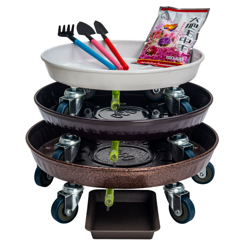 Железное колесо Металлический мобильный поднос для цветочного горшка Универсальное колесо Железный Круглый Стеллаж для цветочного горшка Горшок в горшке Базовый ролик