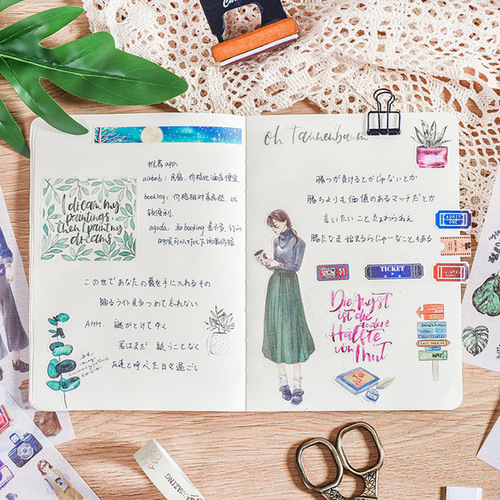 Creative cute character diary stickers Japanese paper stickers student diary DIY decoration children's stickers