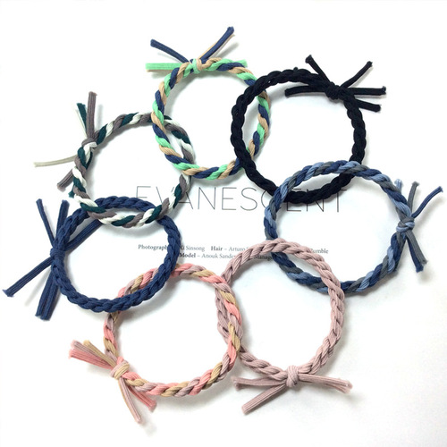 Japanese and Korean version of color-blocked braided rubber band hair band thick leather cover Korean headband hair rope headband hair accessories hair tie headband