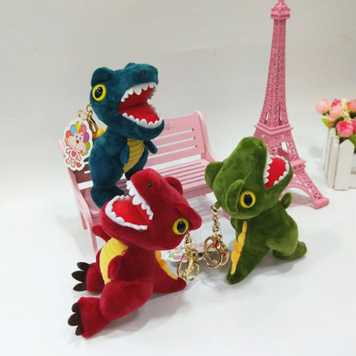 Raptor Mini Dinosaur Keychain, Large Mouth Dinosaur Figure Car Ornament Keychain Grabber Doll Schoolbag Hook