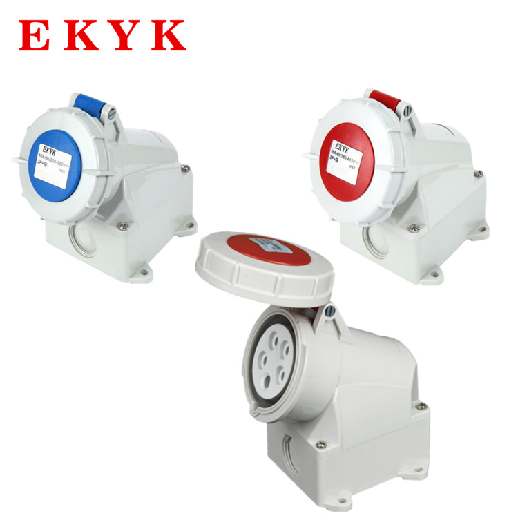 IP67欧标明装防水防尘插座3.4.5P16A32A63A125A母座工业插头插座