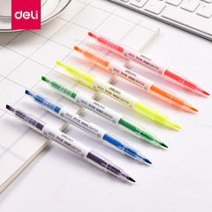 得力S627雙頭熒光筆標記筆學生糖果色瑩光彩色記號筆粗劃重點6色
