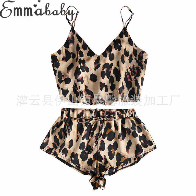 El Comercio exterior Amazon popular pijamas camisón de seda artificial con estampado de leopardo más tamaño ropa interior para el hogar camisón eBay SUMINISTRO DE Europa y América