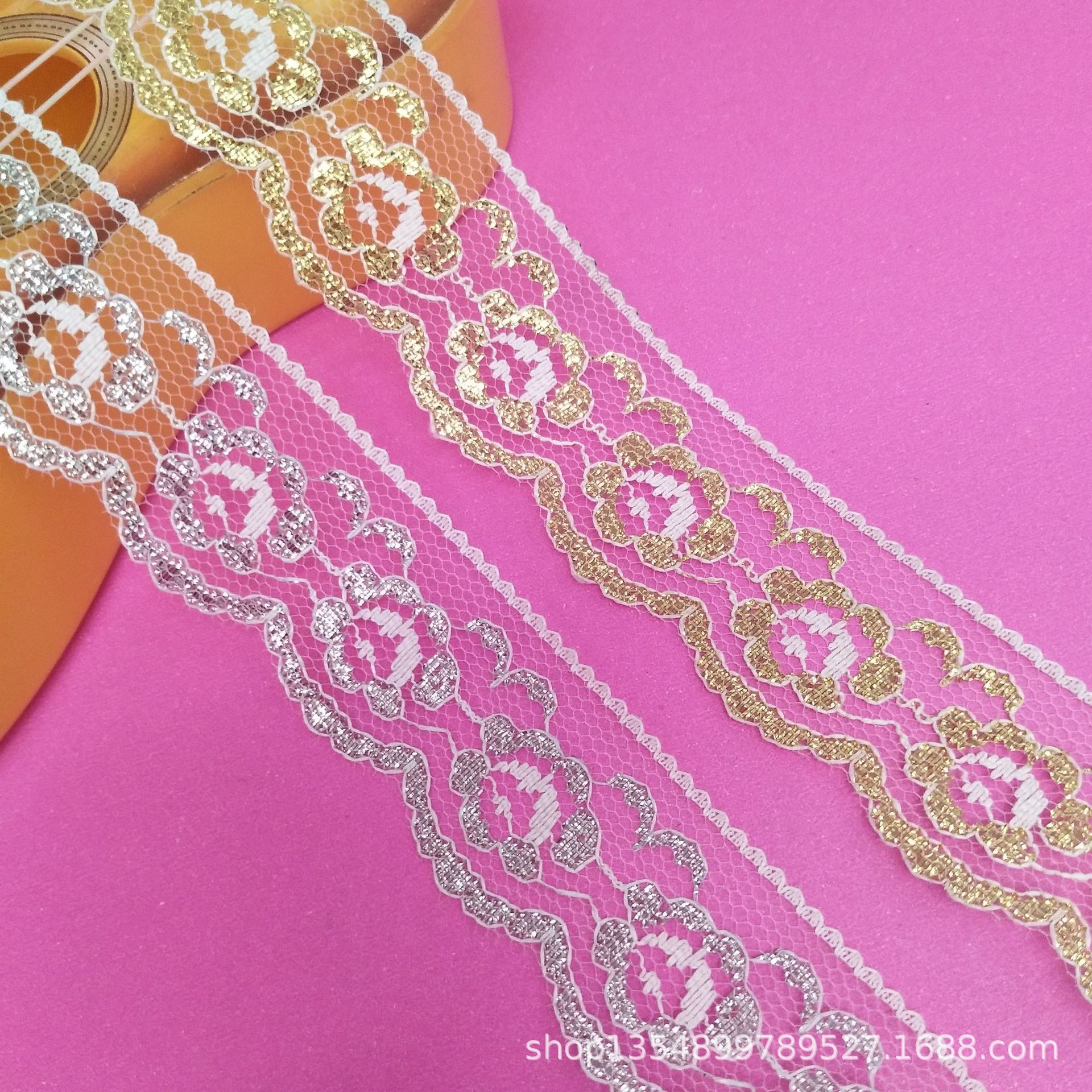 工厂现货批发3cm金银线无弹蕾丝花边各种金银线新款花边