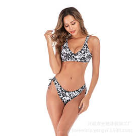 新款女士泳衣 分体印花比基尼三角裤性感亚马逊 欧美泳装批发