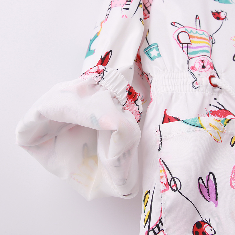 Spring new European and American girls windbreaker waist drawstring cat Mouse graffiti powder jacket jacket jacket
