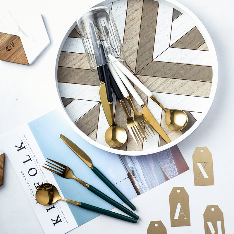 Shanen creativo color mango de cerámica cuchillo acero inoxidable, tenedor, cuchara postre occidental cuchillo carne y tenedor traje hogar vajilla