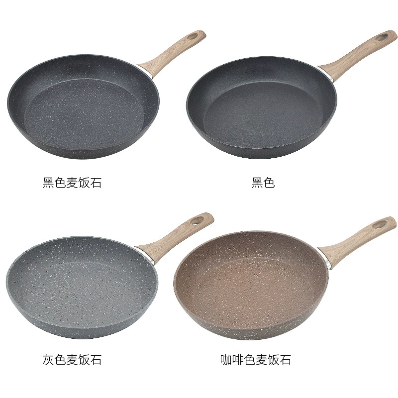 [韩式麦饭石平底锅仿压铸铝锅加厚家用炒锅不粘锅牛排煎锅锅具批发]