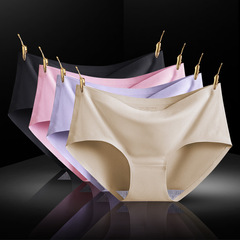Ice Silk Seamless Girls Student Solid Color Underwear Women's Summer Thin Breathable Mid-waist Briefs Factory Wholesale