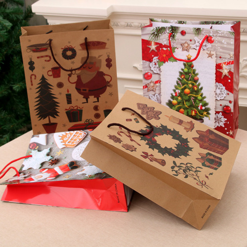 Christmas gift bag gift bag Christmas handbag kraft paper bag Christmas packaging bag Christmas clothes bag