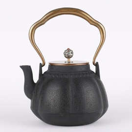 铁壶世家 铸铁茶壶 仿南部铁器 仿日本铁壶 六福铜盖铜把1.1L氧化
