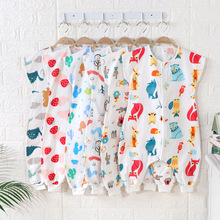 精梳棉高密纱布婴儿连体衣爬服宝宝睡衣防踢被连体睡袋夏季薄款