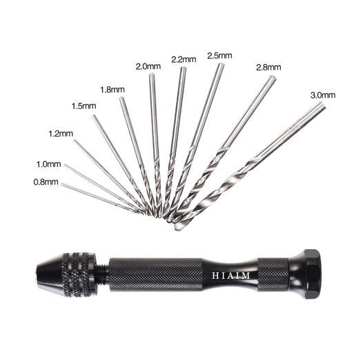 Cross-border acrylic resin model punching DIY hand drill 49pc drill bit set mini black hand twist drill