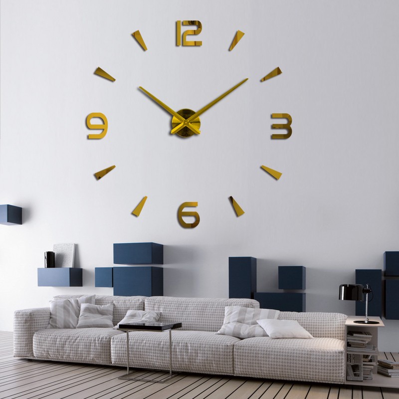 Reloj de sala de estar Amazon creativo DIY etiqueta de la pared reloj 3D tridimensional europeo simple gran reloj de pared sala de estar Reloj de pared de estudio