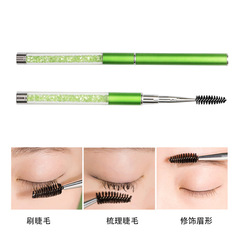 Wholesale 11-color rhinestone eyelash brush comb, portable eyelash roller with cover, rhinestone brow brush makeup tool