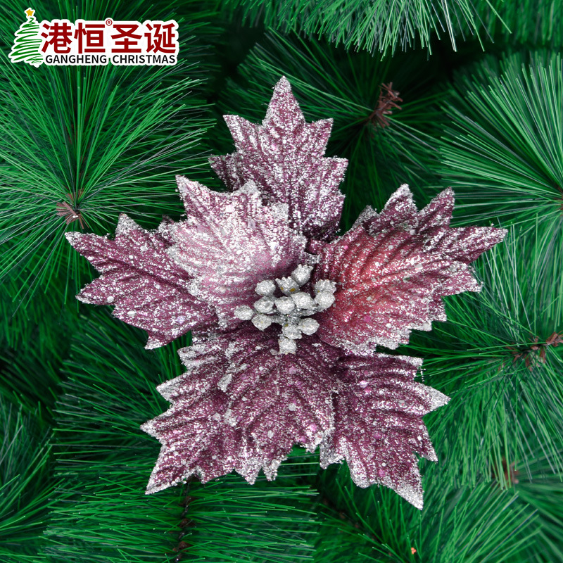 Tela popular transfronteriza de Navidad arreglo de flores artificiales árbol de Navidad polvo de oro decoración suministros decoración de Navidad flor artificial