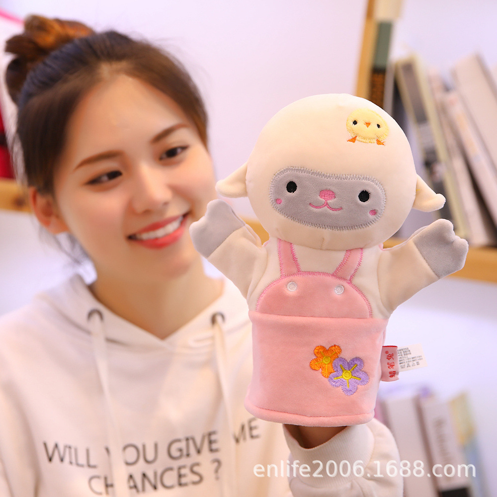 Conjunto de juguete de marioneta transfronteriza mano guantes de animales muñeca de conejo muñeca calmante muñeca de juguete muñeca mordedura marioneta