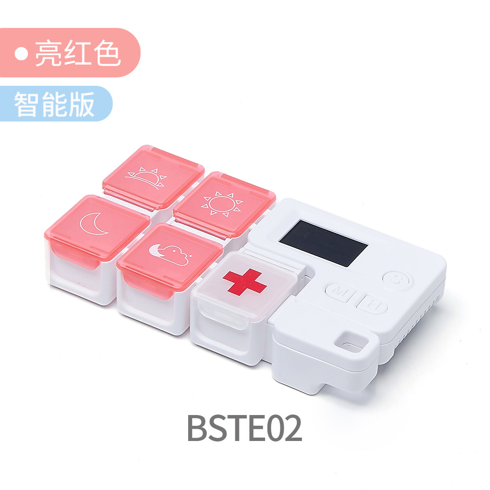 Caja de medicamentos de subpaquete de subcuadrícula portátil, recordatorio de sincronización inteligente, caja de medicamentos electrónicos, caja de almacenamiento de píldoras de tabletas de medicamentos