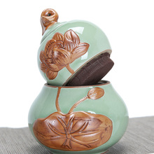 德化厂家供应批发哥窑葫芦茶叶罐密封防潮陶瓷罐家用茶叶罐大小号