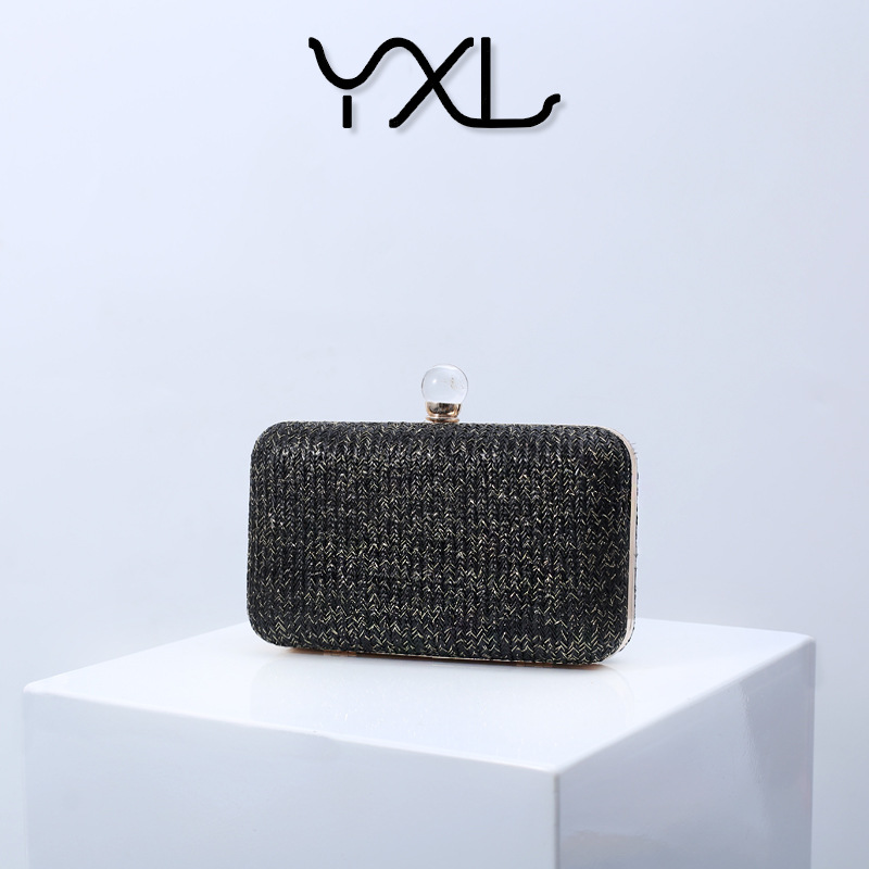 Bolso de mano creativo de verano tejido con paja para mujer, moda europea y americana, bolso de noche versátil multicolor, bolso de mujer transfronterizo con patrón de ondas de agua.