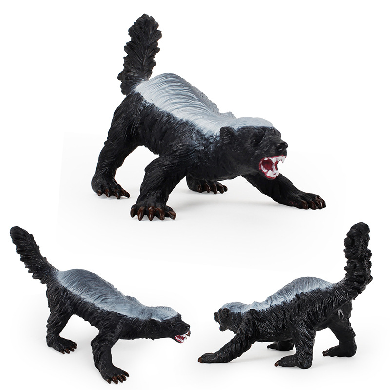 Venta caliente transfronteriza de los niños simulación bosque animal modelo juguete sólido cabeza plana hermano miel tejón modelo adornos creativos